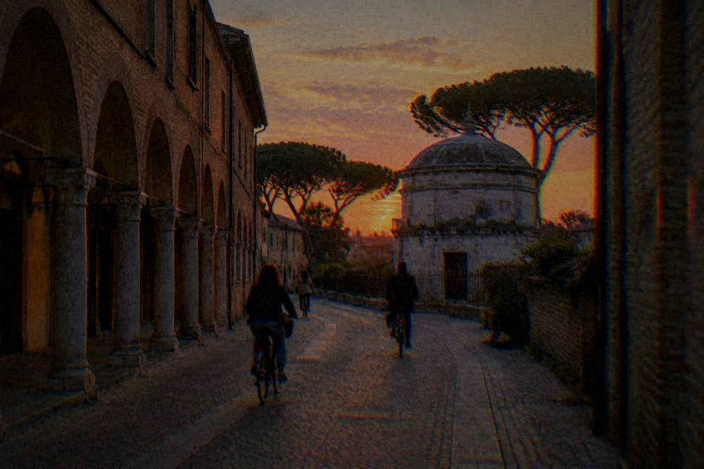 The exterior of Dante's tomb beside the Basilica of San Francesco in Ravenna