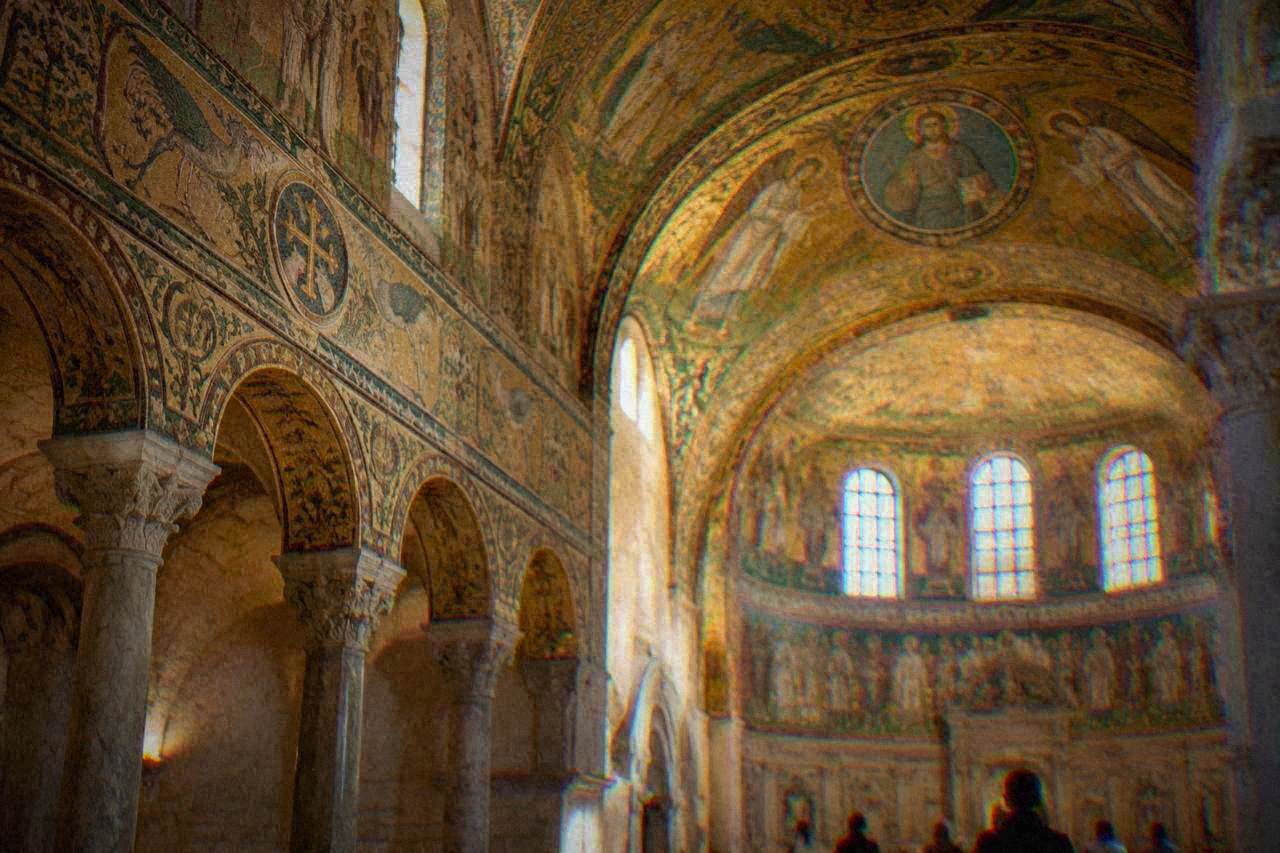 Gold mosaic interior of an early Christian monument in Ravenna