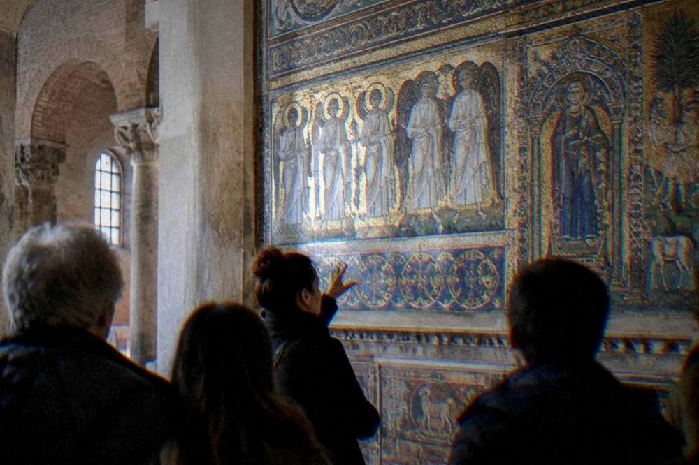 Classis Ravenna museum gallery with ancient stone artefacts on display